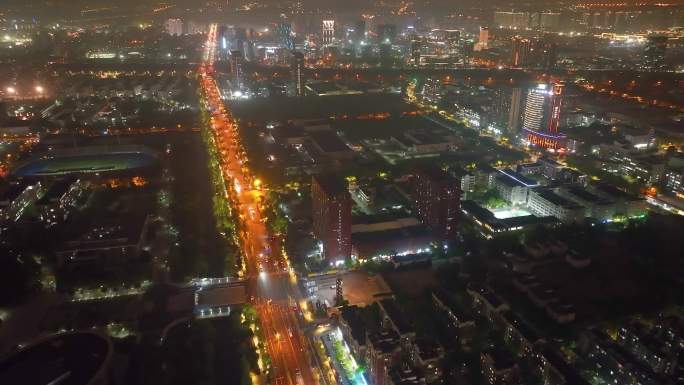 杭州钱塘新区下沙文泽路夜晚夜景车流视频素