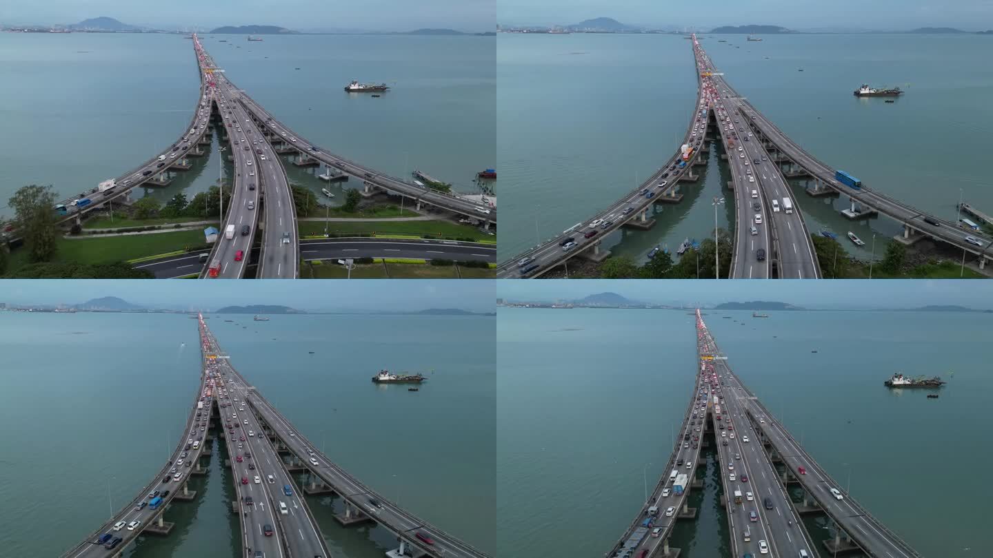 槟城大桥延时航拍：蓝调槟城