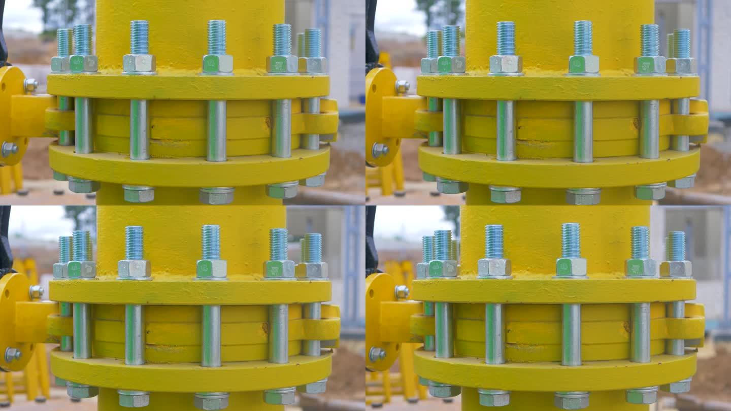 螺栓螺纹和六角帽螺钉螺母连接黄色管道系统