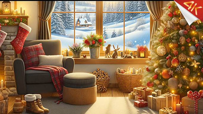 圣诞节圣诞树，室内圣诞装饰等温暖的氛围