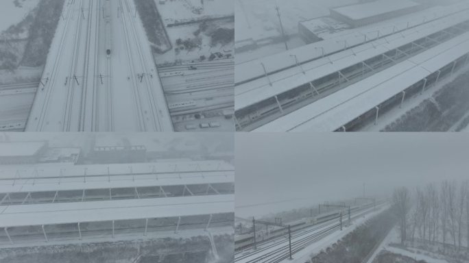 暴雪天高铁进站和出站【6组镜头】