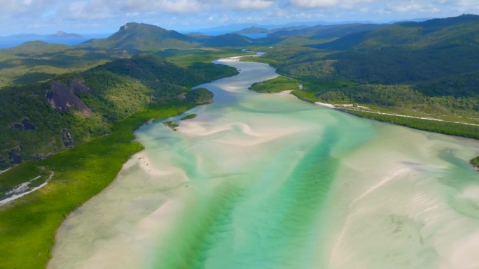 澳大利亚圣灵岛，无人机拍摄的白天堂洋流