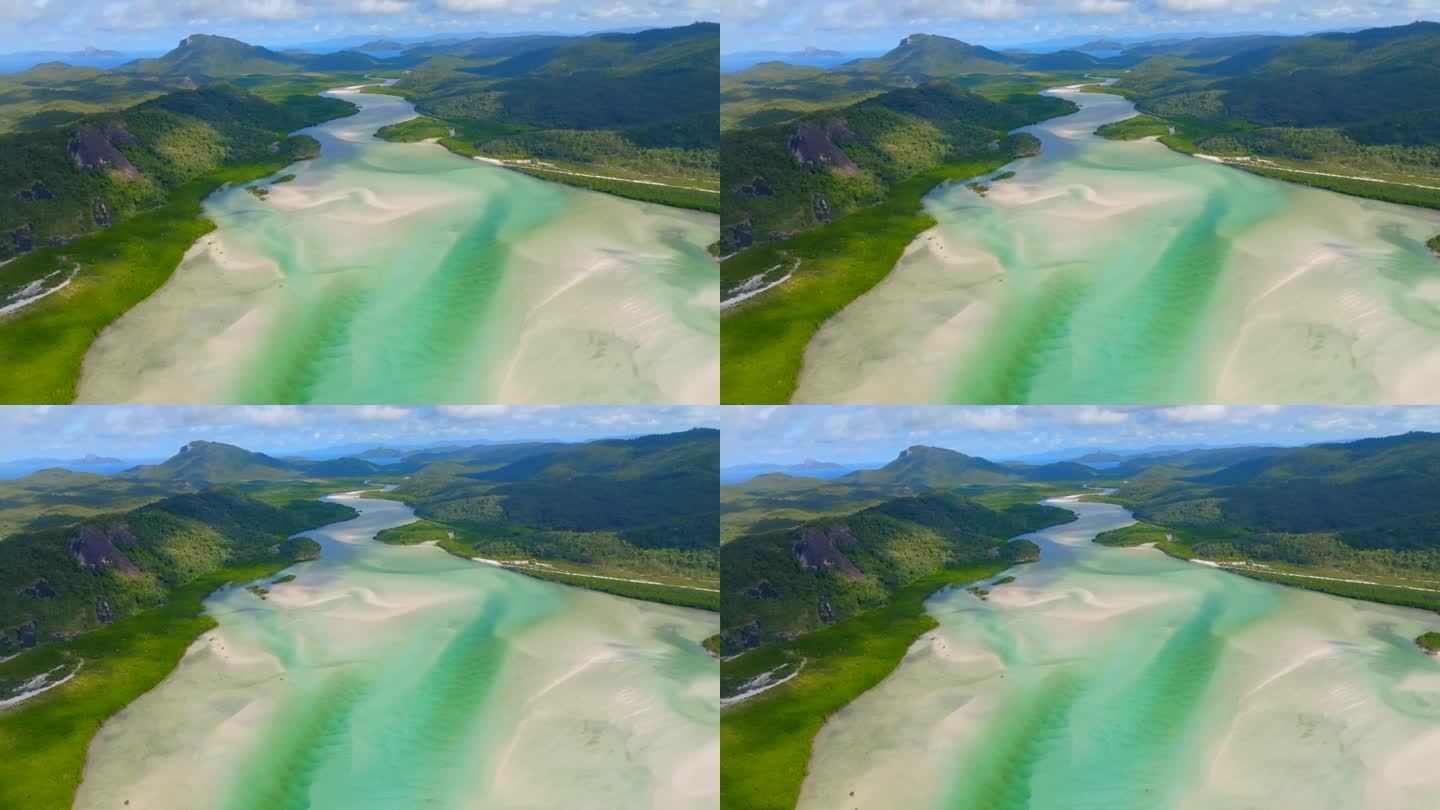 澳大利亚圣灵岛，无人机拍摄的白天堂洋流