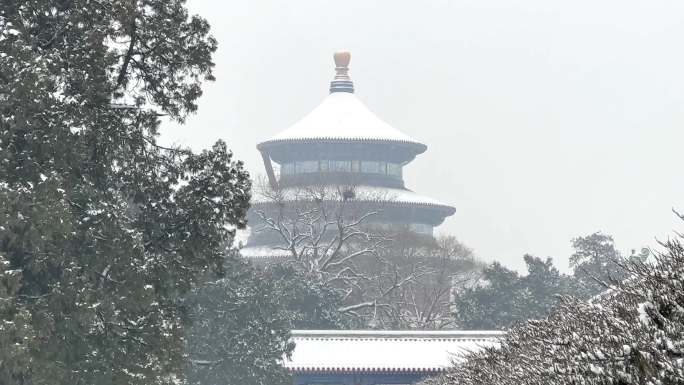 北京天坛公园雪景高清视频