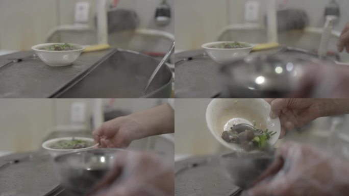 中国山东德州沧州美食羊肠汤小吃制作过程