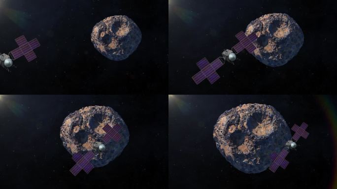 普赛克小行星和宇宙飞船。