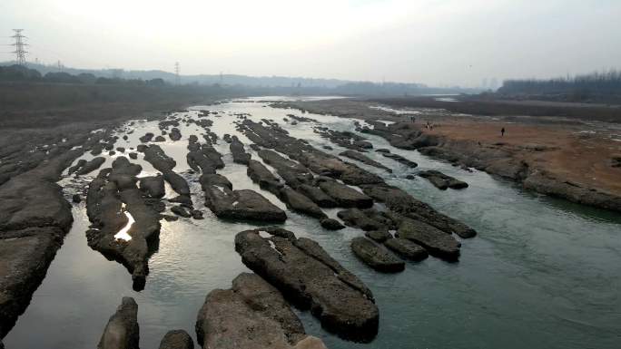 4k航拍汉江古河床，各个角度都有