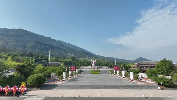 汉中4K航拍大自然风景树林山水汉山广场