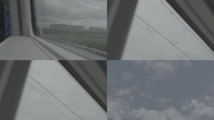 城际列车 路上风景、天空飞机
