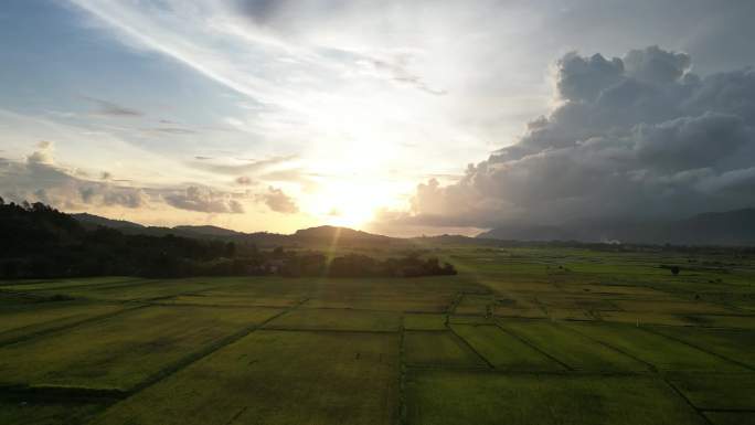 黄昏之美，梯田日落时分