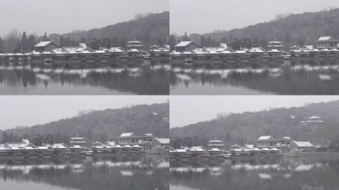 北京颐和园公园下雪美景水墨画景色16