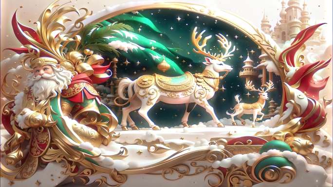 4K中国风艺术抽象梦幻圣诞背景