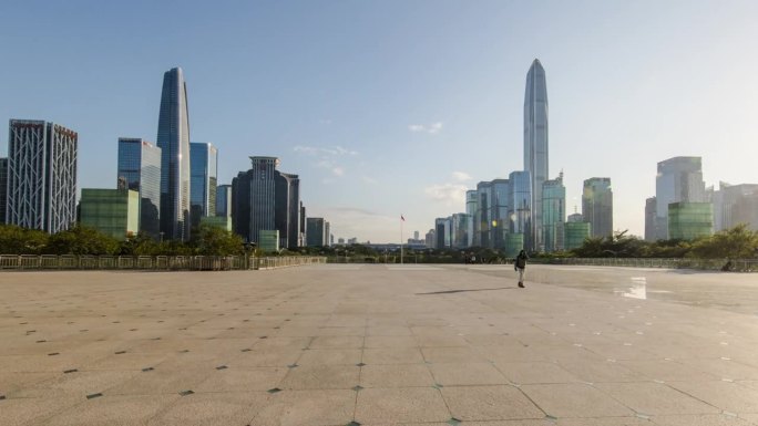 中国深圳的城市广场和建筑天际线