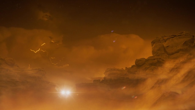 火星探测器上的宇航员正在躲避即将到来的沙尘暴