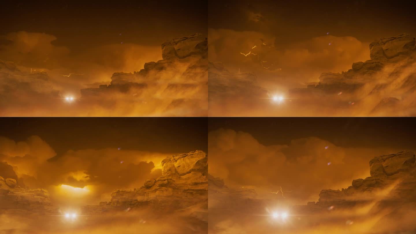 火星探测器上的宇航员正在躲避即将到来的沙尘暴