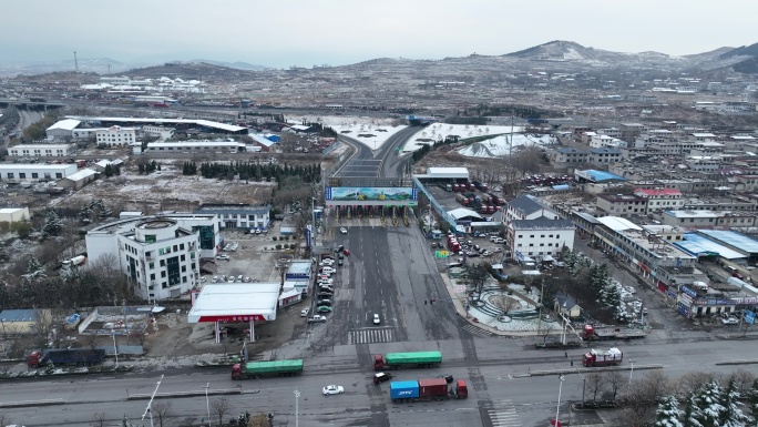 蒙阴县城蒙阴街道 航拍雪景 冬季古塔