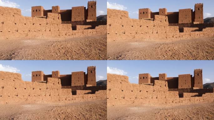 德拉谷地的一个kasbah。原汁原味的摩洛哥传统建筑特写。