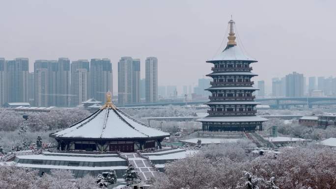 洛阳天堂明堂雪景