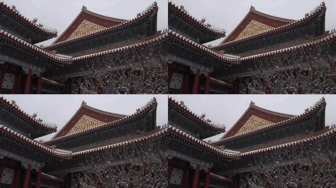 北京颐和园公园下雪美景水墨画景色77