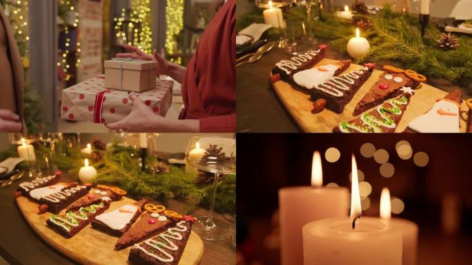 圣诞节礼物糕点蜡烛氛围素材
