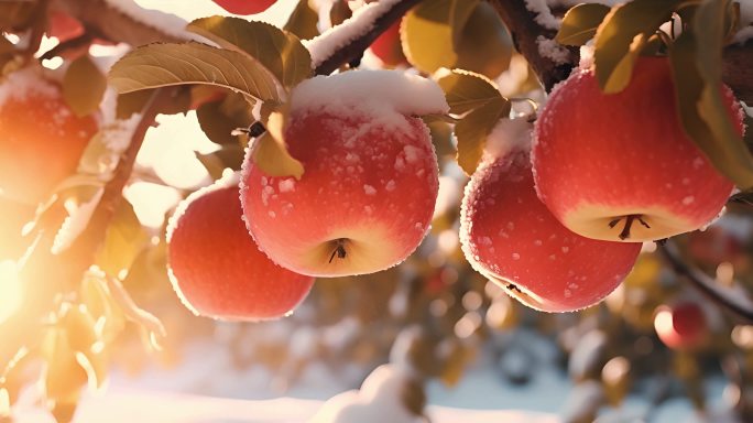 红苹果雪景素材