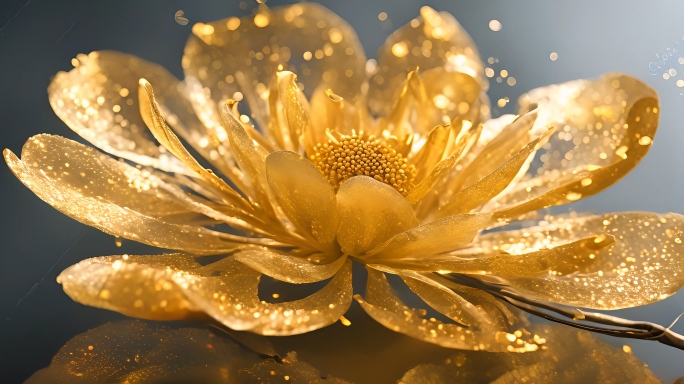 唯美金色花瓣花朵莲花舞美视觉艺术抽象高端