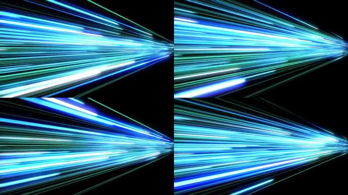 超高速未来技术插图无缝。明亮的蓝绿色的痕迹飞得很快。霓虹线背景循环3d动画抽象互联网概念