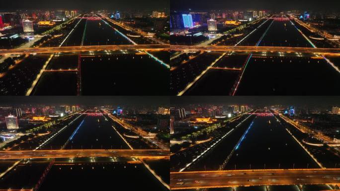太原迎泽大桥夜景4k航拍