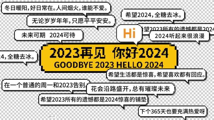 像素格风格告别2023年留言墙ae模板