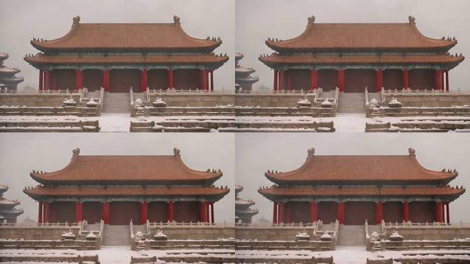 雪景故宫古代建筑 故宫雪