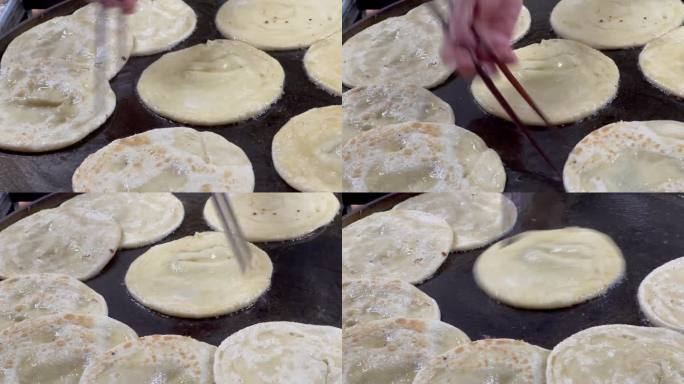 鸡蛋罐饼制作油煎饼1