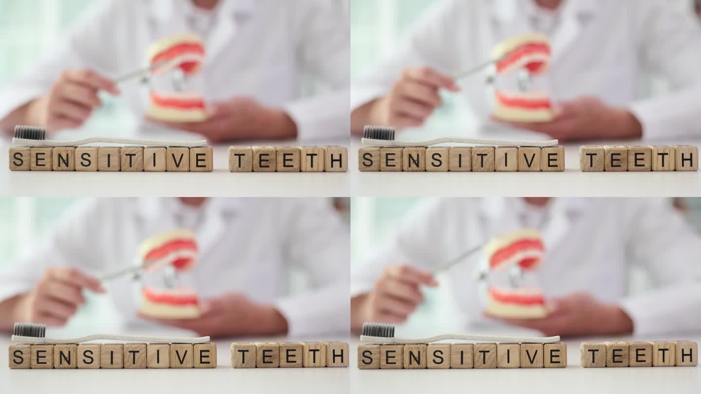 牙医清洁人工颌模型的牙齿