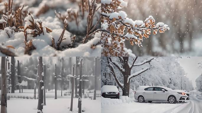 冬天雪景唯美空镜