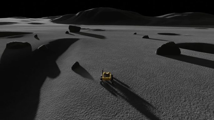 3D动画放大显示月球上的月船号月球车