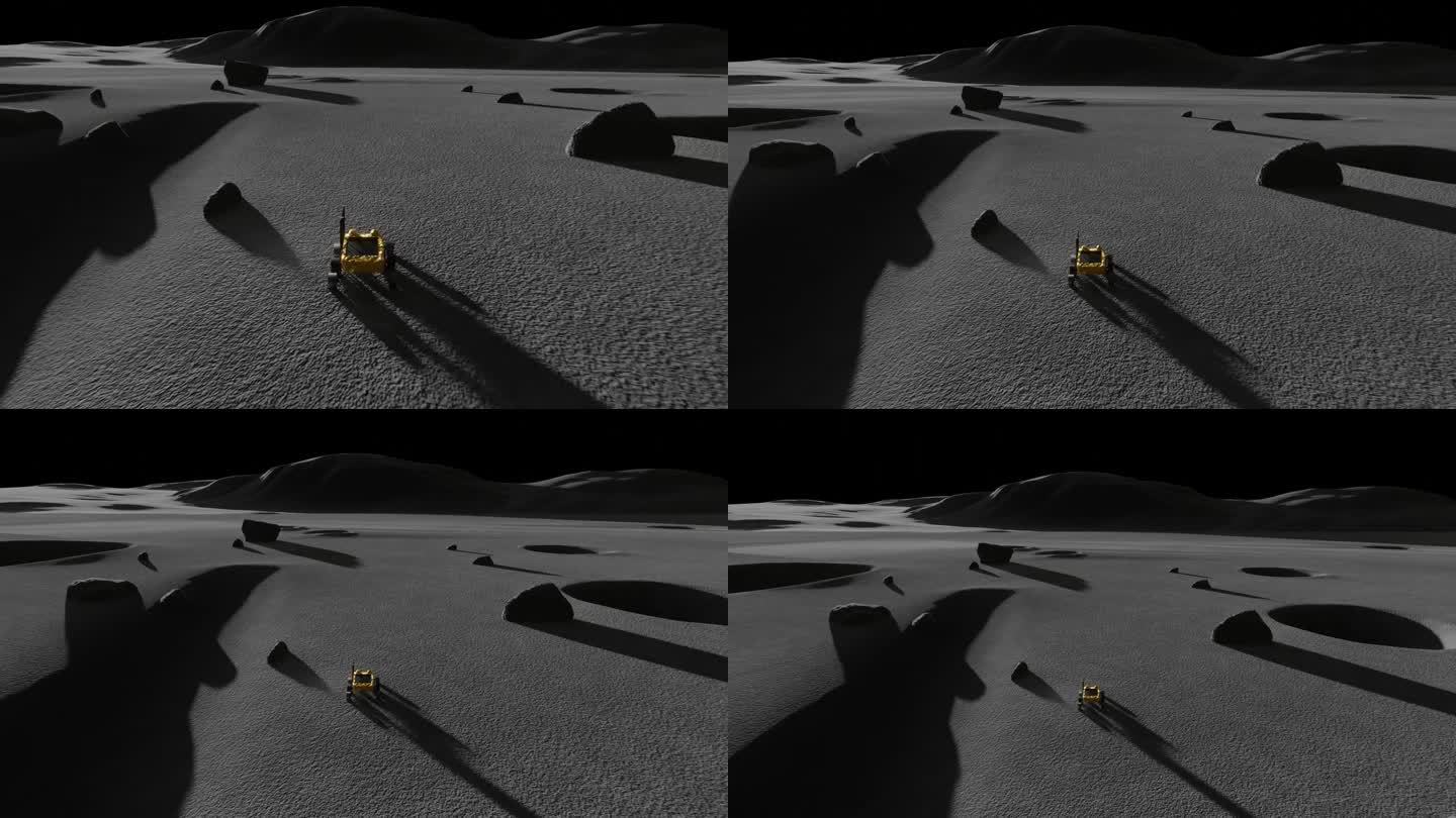3D动画放大显示月球上的月船号月球车