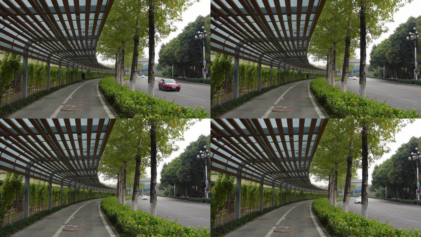 4K实拍，广州黄埔非机动车道与宽阔的马路