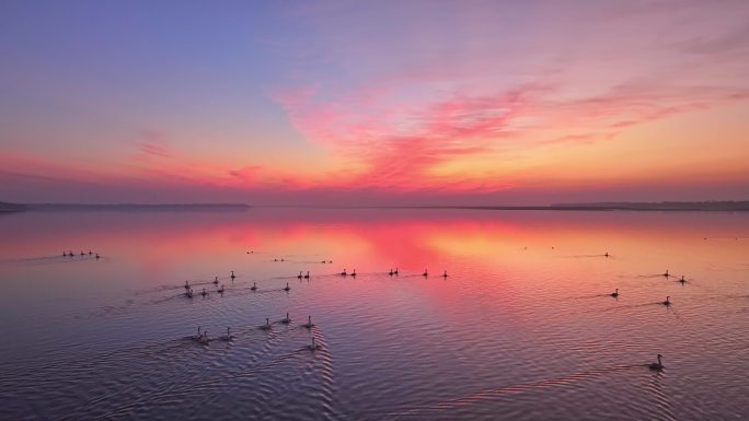 美丽的朝霞 鄱阳湖航拍