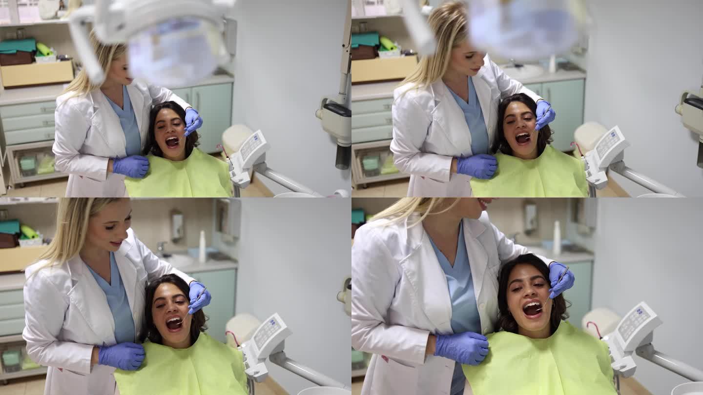 看牙医的女人口腔健康金发美女医疗行业