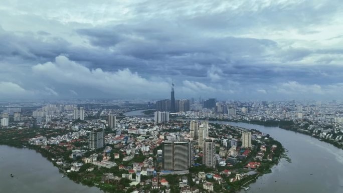越南胡志明市鸟瞰图。