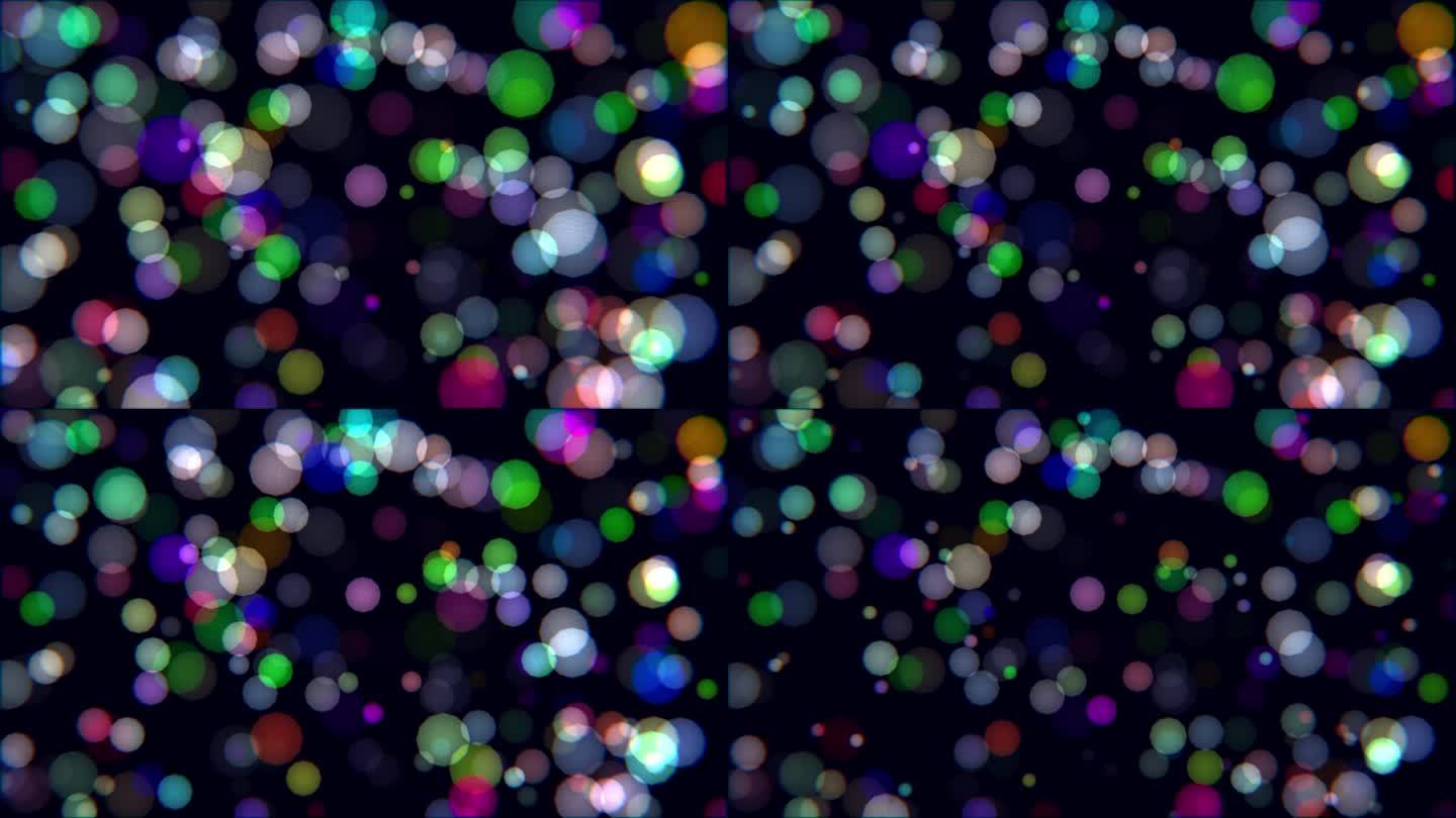 小散景灯，广角软颗粒，软对焦背景圣诞假期快乐，新年，镜头光晕，模糊的城市灯光，圆圈，4K，夜间交通拥