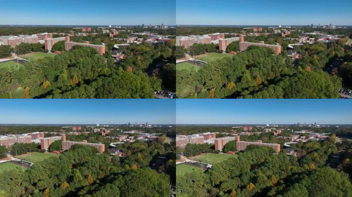 北卡州立大学校园。秋天鸟瞰图。