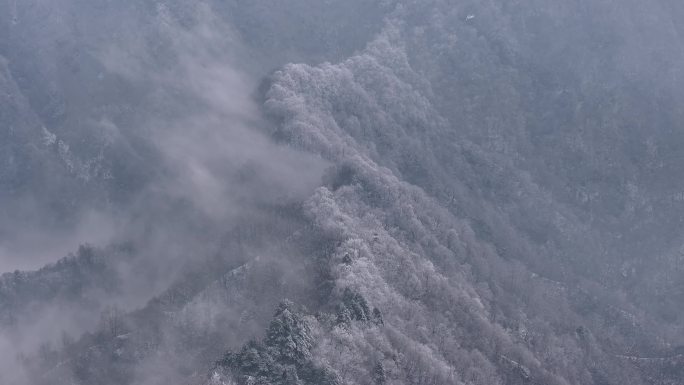 西安南五台景区文旅宣传雪景云海航拍秦岭