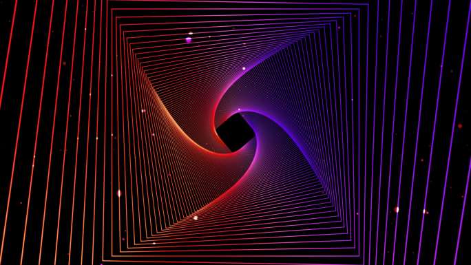 4K霓虹灯炫酷穿梭隧道视频紫红色粒子