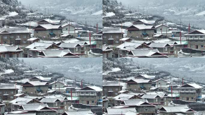 藏寨村头雪景