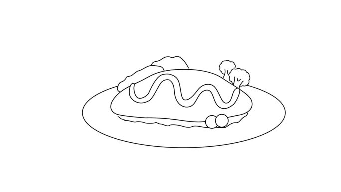 动画速写的典型的日本食品Omurice图标
