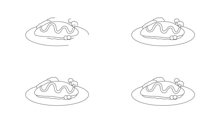 动画速写的典型的日本食品Omurice图标