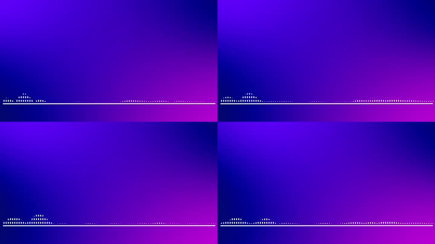 海军蓝和紫色梯度与音频声波频谱运动背景。