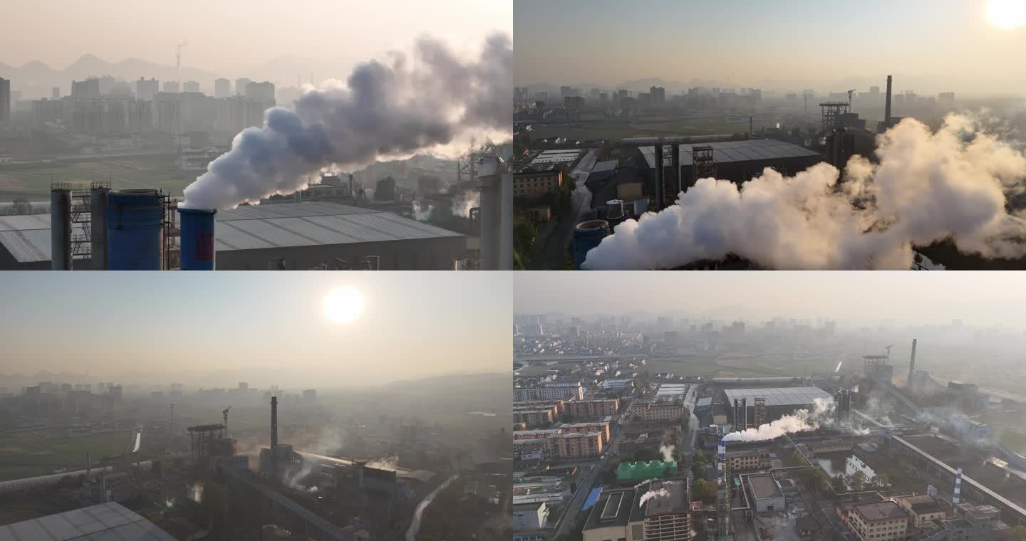 城市重工业污染雾霾烟囱