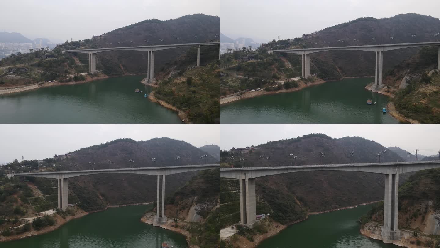 巫山 小三峡 长江 跨江大桥 航拍4K