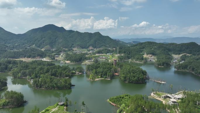 汉中4K航拍大自然风景城市树林南湖风景区